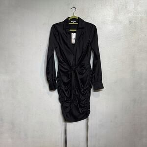 M.N.I. Black Satin Long Sleeve Dress Sz S NWT